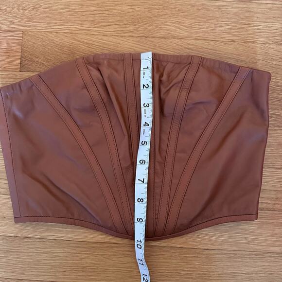 ❌SOLD❌ Karen Millen Lamb Leather Corset Tube Top Tan Brown Size 2 / Extra Small - Picture 5 of 7